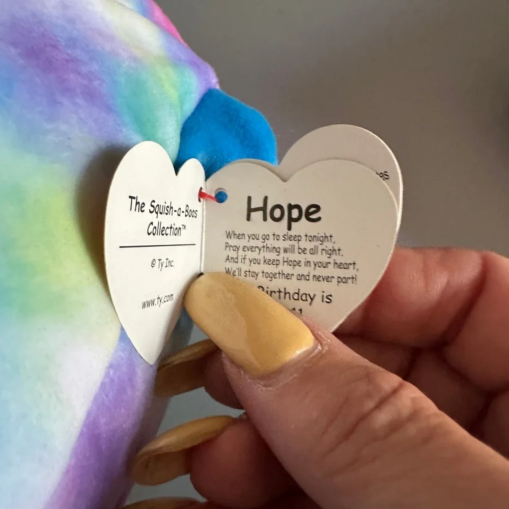 Ty Squish-a-Boos Hope the Bear Rainbow Tie Dye Plush Stuffed Animal 10 inch